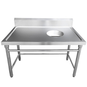 <span class=keywords><strong>Table</strong></span> <span class=keywords><strong>de</strong></span> travail en acier inoxydable pour le <span class=keywords><strong>traitement</strong></span> du poisson, avec crédence, pour cuisine <span class=keywords><strong>de</strong></span> restaurant - Product Image 5