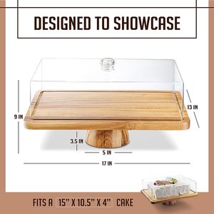 Solid Wood <strong>Cake</strong> <strong>Stand</strong> Rectangular Acacia Wood with Acrylic Top Cover Multi-functional Home Decor Wooden <strong>Cake</strong> <strong>Stand</strong> - Product Image 4