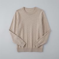 Pull en Coton Pur Premium 100% pour Femme, Col Rond, Tricoté, Minimaliste, Doux, Respirant, Haut Tricoté Côtelé Haut de Gamme pour SS26