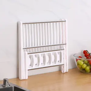 Multi-Purpose <b>Kitchen</b> <b>Storage</b> Rack with Double Tiers Foldable and Easy to Drain Bowl and Tray Rack Tableware Organizer - Product Image 5