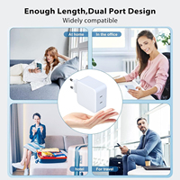 Chargeur rapide USB Type-C 65W PD 3.0 avec protection OTP, prise EU 2C, adaptateur mural portable pour téléphones portables, ordinateurs portables, outils électriques