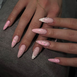 <span class=keywords><strong>Uñas</strong></span> Postizas a Presión, 24 Piezas, Juego de <span class=keywords><strong>Uñas</strong></span> Acrílicas de Cobertura Completa, Gel Suave, Pre-Encoladas, Incluye Pegamento, Suministros para <span class=keywords><strong>Uñas</strong></span>, <span class=keywords><strong>Kit</strong></span> de Manicura - Product Image 1