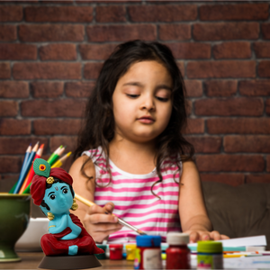 Ídolo de Krishna Pintado a Mano con Acabado Azul, Pieza Decorativa Espiritual para el Hogar, Templo, Escritorio de Oficina, Tablero de Auto y Regalo - Product Image 2