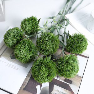 Green Carnation Pom Pom Artificial Flowers Plastic Natural Touch Home Decor Wedding Props - Product Image 3