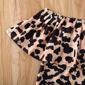 Wholesale Ruffle <strong>Leopard</strong> <strong>Print</strong> Off Shoulder Tops Kids Wear Denim Shorts Clothes Set Summer <strong>Outfits</strong> <strong>for</strong> Toddler <strong>Girls</strong> - Product Image 3