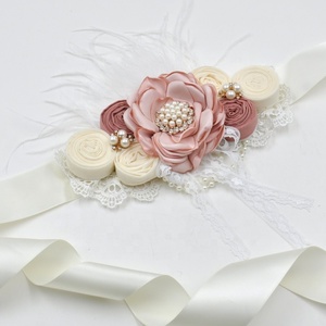 <span class=keywords><strong>Bandeau</strong></span> de luxe en ivoire, couronne florale avec plume, ceinture en perles, pour <span class=keywords><strong>mariage</strong></span> - Product Image 2