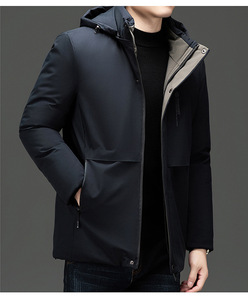 Nuova Giacca Invernale da <span class=keywords><strong>Uomo</strong></span> Imbottita in Cotone e Foderata in Pile per il 2025 Stile <span class=keywords><strong>Parka</strong></span> Lungo con Vestibilità Adatta per Padri di Mezza Età - Product Image 2