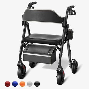 高齢者向け折りたたみ式人間工学に基づいた歩行器、シートと背もたれ付き、調節可能なローリングウォーカー - Product Image 1