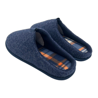 Chaussons confortables pour hommes à enfiler avec dessus en feutre Doublure en tissu écossais doux Style col en V élastique Chaussons d'hiver