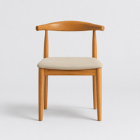 Chaise de salle à manger en bois de frêne massif, personnalisable en couleur et tissu, siège rembourré, idéale pour hôtels et cafés