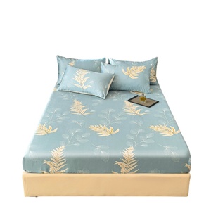 Protège-matelas respirant en soie glacée pour l'été, motif végétal, antidérapant, couvre-lit complet pour adultes - Product Image 1