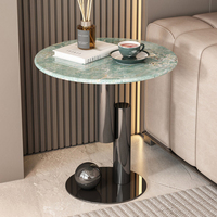 Table basse chromée en acier inoxydable, ronde, ensemble de meubles de maison, table d'appoint nordique moderne de luxe en marbre pour salon