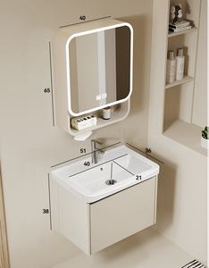 Meuble de salle de bain mural au design moderne et minimaliste, avec lavabo intégré, élégant et tendance. - Product Image 5