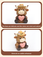 Figurine en résine de vache des Highlands mignonne, mini sculpture d'animal de dessin animé avec accessoires pour cadeau et décoration