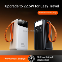 Power Bank 50000mAh Terlaris, Fast Charger dengan Kabel Built-in, Output 22.5W, Senter LED Portabel
