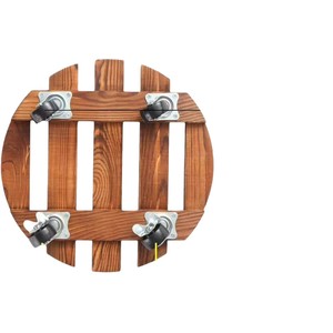 Plateau rond en bois pour plantes avec roulettes, support de fleurs rotatif portable, rangement pour usage intérieur et extérieur - Product Image 5