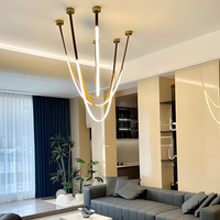 Pendentif ceinture d'art moderne Designer minimaliste italien Grande Villa linéaire pendentif LED barre comptoir ligne lumière