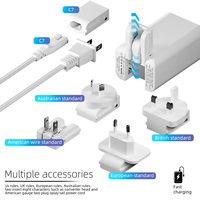 Chargeur 280 W 3 USB-C et 1 USB-A GaN, compatible avec les chargeurs GaN EU, US, AUS et UK, sortie 3 * PD140W
