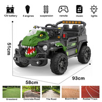 Voiture électrique pour enfants 12V, UTV à design dinosaure, 4x4 tout-terrain avec télécommande, voiture électrique à conduire
