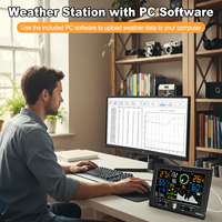 Station météo sans fil à portée de 150 m, écran LCD couleur 8,5 pouces, précision de 5 % RH, pluviomètre, vitesse/température/humidité du vent, logiciel PC, alarme, maison