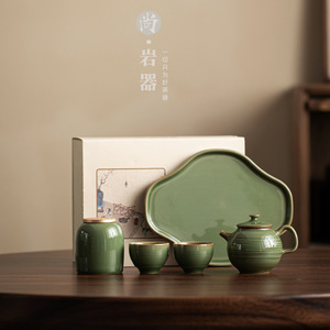Juego de té Kung Fu retro de bambú con esmalte verde, exquisito regalo para el Día del Maestro, uso comercial - Product Image 4