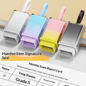 <span class=keywords><strong>Tampon</strong></span> de signature manuscrite 002 en plastique, dégradé de couleurs, photosensible, avec cordon, coloré, portable, personnalisé - Product Image 2