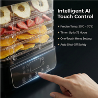 Deshidratador Eléctrico de Alimentos de 5 Bandejas, Secador de Frutas Mecánico con Temperatura y Temporizador Ajustables, Ecológico y Silencioso, 160W
