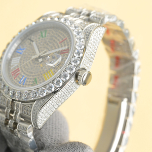 Reloj de Lujo para Hombre con Diamantes, Dos Tonos, Acero Inoxidable, Estilo Bling - Product Image 6