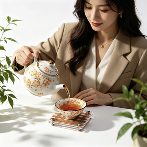 Bamboo Woven Acrylic Coaster Square 9.7x9.7 Cm For Tea Mats And Gifts - Product Image 1