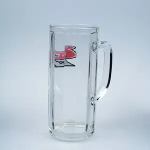 Tasse en verre à bière par sublimation, impression de décalcomanies personnalisées, tasses à boire, vin et boissons, verrerie pour tasse de bar avec poignée