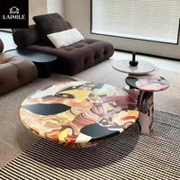 Ensemble de table basse moderne en résine, table à thé ronde en résine époxy avec table d'appoint assortie pour salon, villa, décoration de la maison, meubles