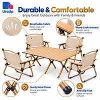 Ensemble table et chaises pliantes de grande taille pour pique-nique en plein air, 4 chaises 1 table, kit de camping portable pour activités familiales en plein air