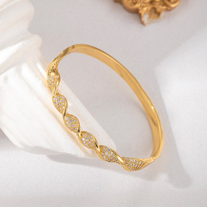 Twisted Zirconium Bangle For Women Gold And Silver Open Design Light Luxury Jewelry Fashion <b>Bracelet</b> - Product Image 2