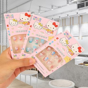 Uñas postizas Hello Kitty, 12 piezas, pegatinas de uñas para niños, diseños divertidos para hacer tú mismo - Product Image 1
