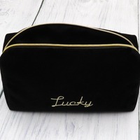 Sac de maquillage pliable en nylon avec fermeture éclair, personnalisable avec logo, en velours, pour femme, grand, petit, doré, idéal pour les voyages et comme cadeau