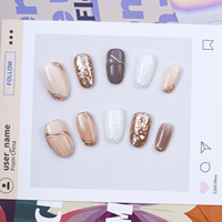 Automne et hiver, 10 pièces de faux ongles faits à la main, sur mesure, nouveau design, ongles artificiels, vente en gros directe