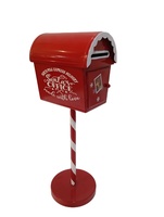 Boîte aux lettres classique de Noël en métal rouge fini, style vintage, pour la maison, décoration saisonnière