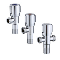 Vanne triangulaire moderne à double usage et multi-sorties en acier inoxydable 201 galvanoplastie Accessoires de robinet à trois roues pour salle de bain