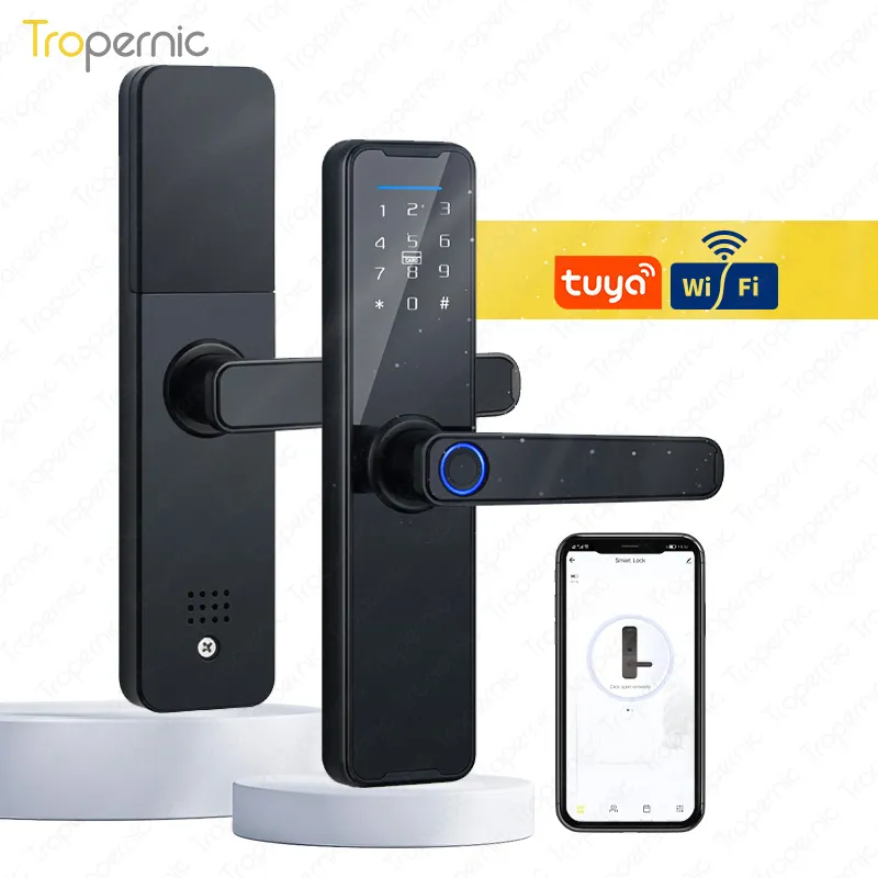 Tropernic Nieuwe Product Sales Promotie Tuya App Biometrische Vingerafdruk Elektronische <span class=keywords><strong>Wachtwoord</strong></span> Rfid Smart Deurslot