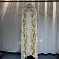 Robe de soirée de luxe en perles de cristal pour femme musulmane, Abaya, vêtements islamiques, élégante, manches chauve-souris, robe longue ample en mousseline