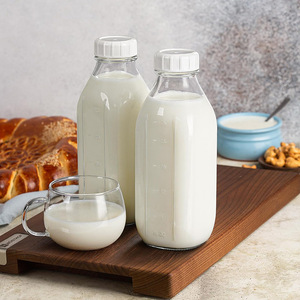 Botella de Vidrio Cuadrada de 16oz/32oz con Escala y Boquilla para Servir Leche, Jugo - Product Image 2