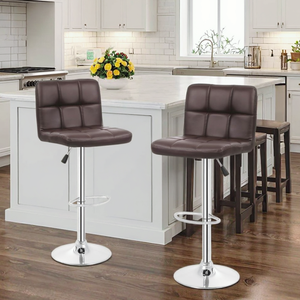 Grey barstools Bar ghế truy cập chiều cao điều chỉnh xoay phân với trở lại PU da nhà bếp truy cập Phân Đặt ghế ăn - Product Image 3