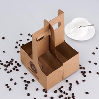 Porte-gobelets jetables en carton ondulé Kraft pour boissons chaudes et froides, 2/4/6 gobelets, avec poignée, pour café