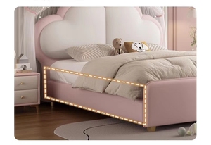 2025 New Pink Wood Modern Kids <b>Bed</b> with Soft <b>Padded</b> Headboard Princess Style Storage <b>Bed</b> for Boys Girls Bedroom Small Space - Product Image 4