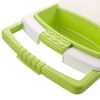 Planche à découper multifonctionnelle intelligente 3 en 1 en plastique vert avec passoire et fonction pliable en PP