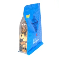 Sachets personnalisés imprimés en gros à 8 soudures latérales avec fenêtre transparente, fermeture éclair refermable, résistants à l'humidité, adaptés aux boissons solides