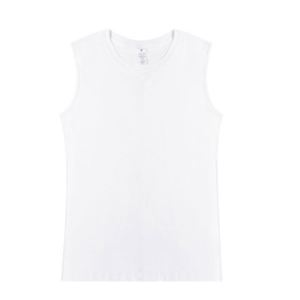 Camiseta sólida personalizada al por mayor, tela de algodón puro y color blanco, chaleco personalizado con cuello redondo, Camiseta deportiva sin mangas para hombre - Product Image 2