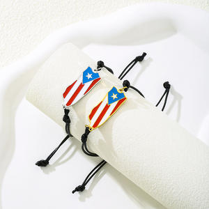 Couleur Or Vente Chaude En Acier Inoxydable Puerto Rich Pendentif Pays Drapeau Bracelet En Gros À La Mode Drapeau Bracelet - Product Image 4