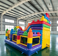 Toboggan gonflable commercial de qualité export pour enfants, équipement de jeu extérieur personnalisable directement de l'usine