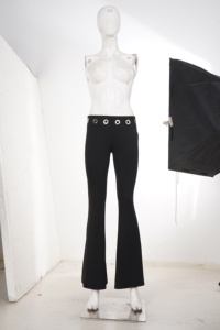 Women's Low Waist Black Flare <b>Pants</b> with Metal Eyelets Design Slim Fit Casual Trousers for <b>Summer</b> 2026 - Product Image 6
